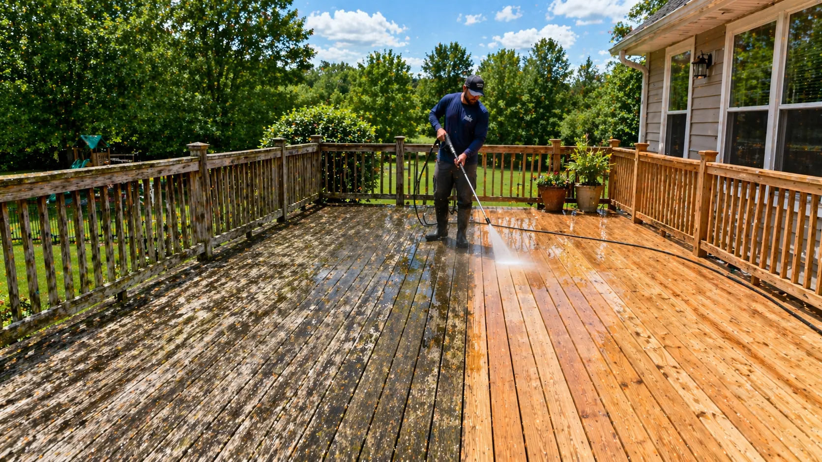 Deck pressure washing in Cumming GA using correct technique