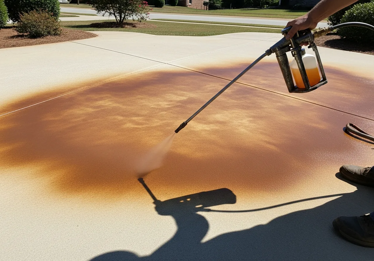 Applying acid stain to concrete in Cumming GA