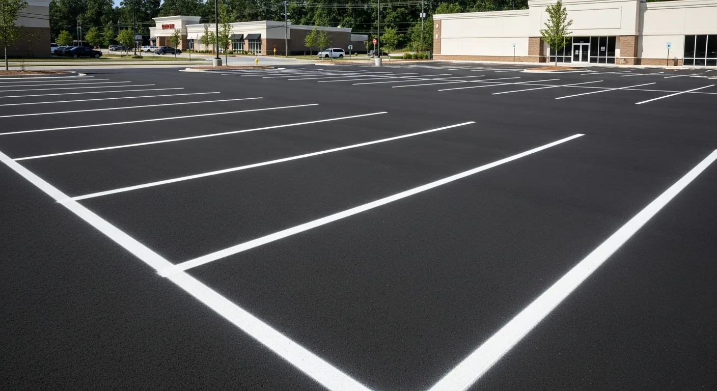 Freshly cleaned parking lot with bright lines in Cumming GA