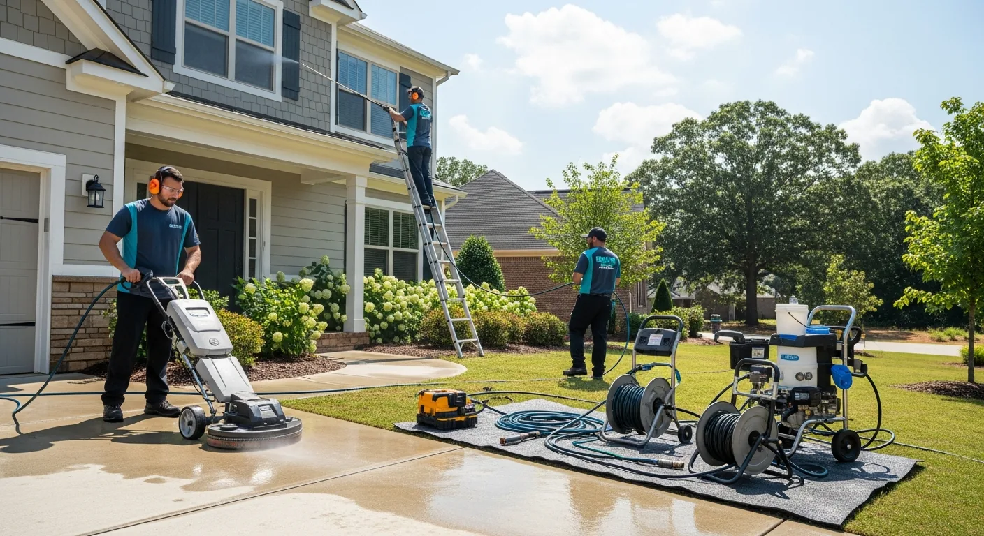 Property maintenance crew working at Cumming GA home