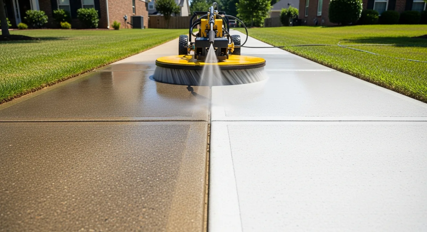 Surface cleaner machine cleaning sidewalk in Cumming GA