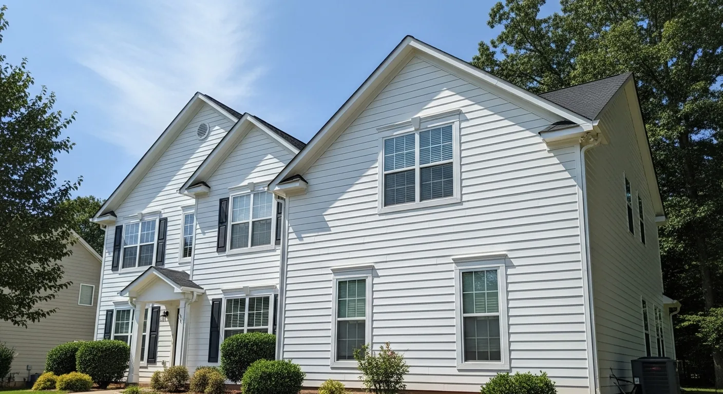 Bright clean vinyl siding restored on Cumming GA home