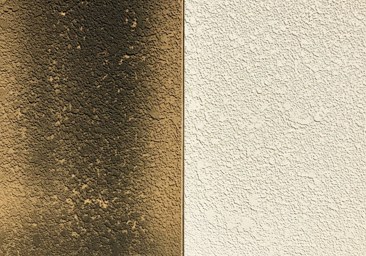 Stucco wall before and after soft washing in Cumming GA