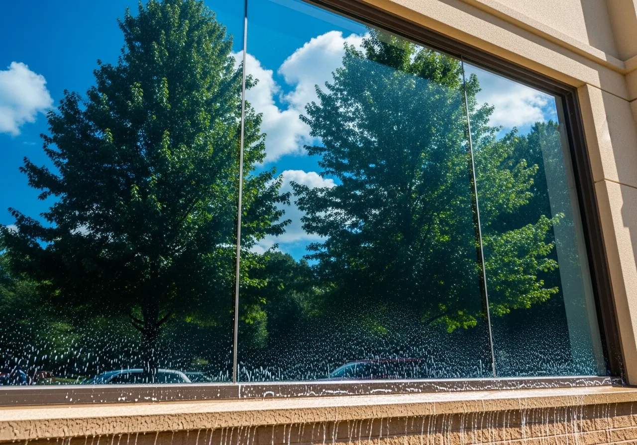 Clean reflective storefront glass in Cumming GA